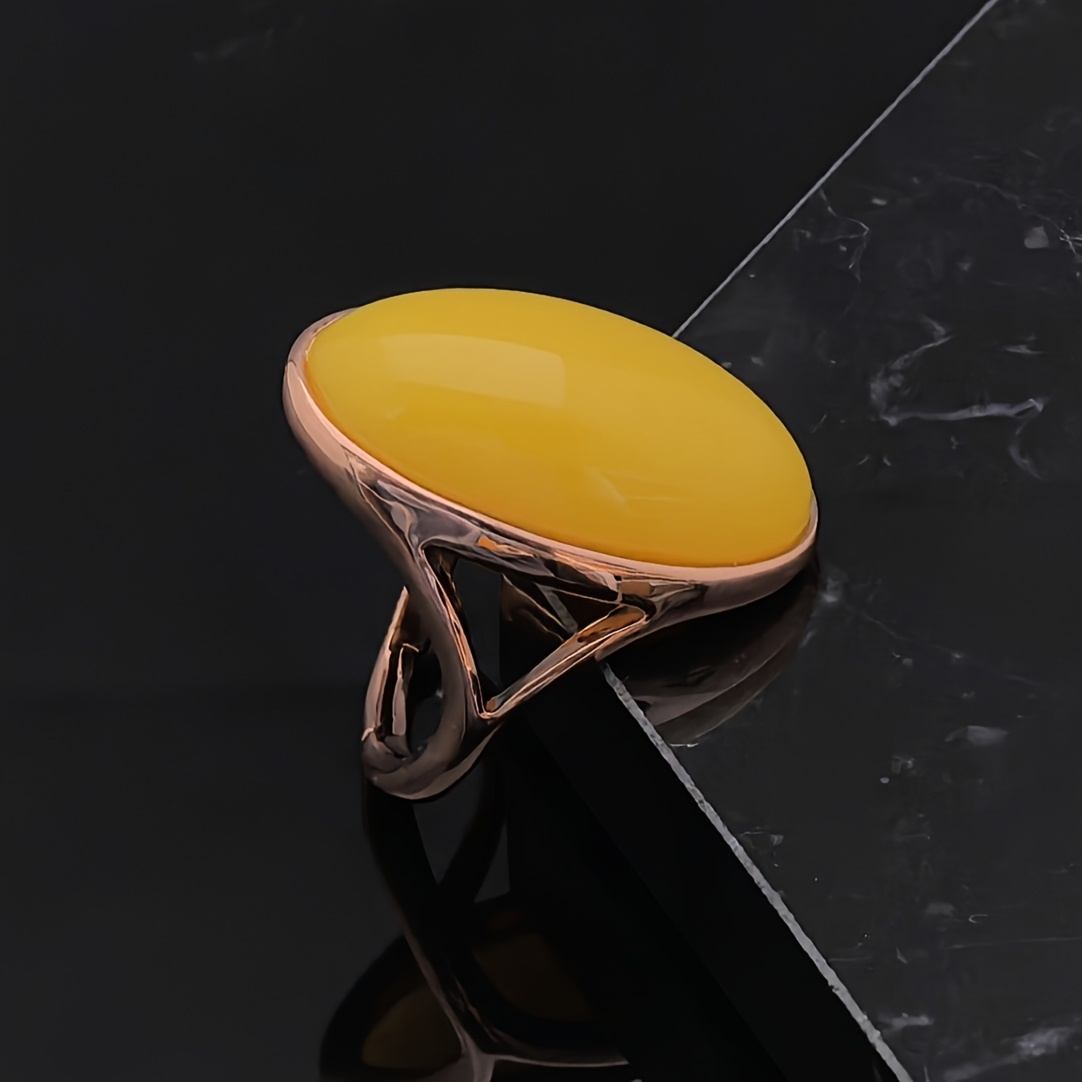 Stainless Steel Open Ring with Yellow Stone August Birthstone